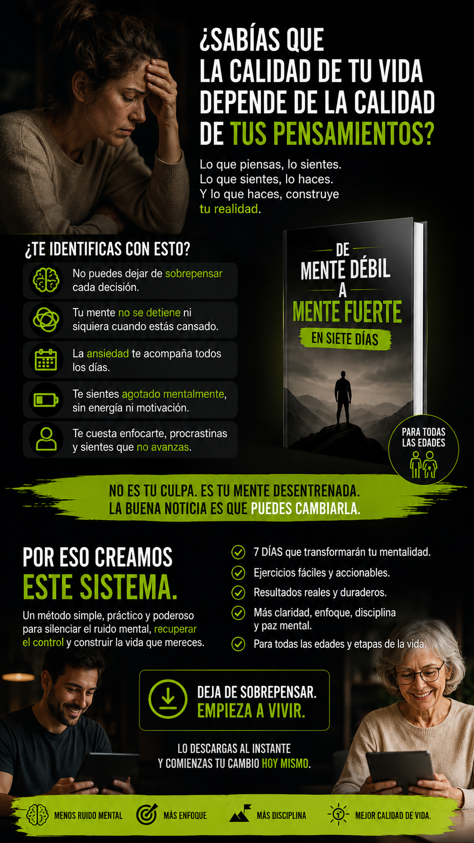 De mente debil a Mente fuerte en 7 días (Guia + libro digital)